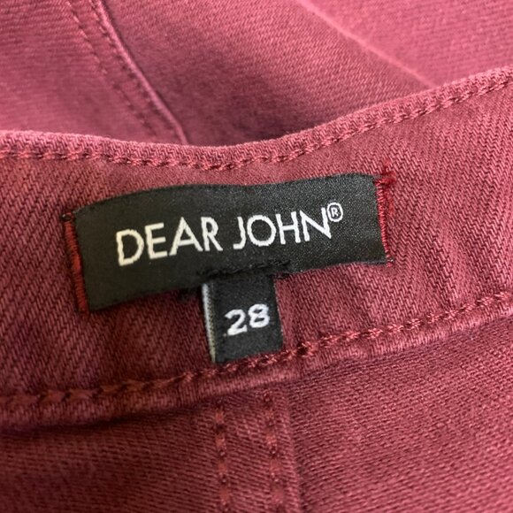 Dear John Womens 28 Vivian Super Flare Jeans Rust Red High Rise Denim Raw Hem - Picture 12 of 16